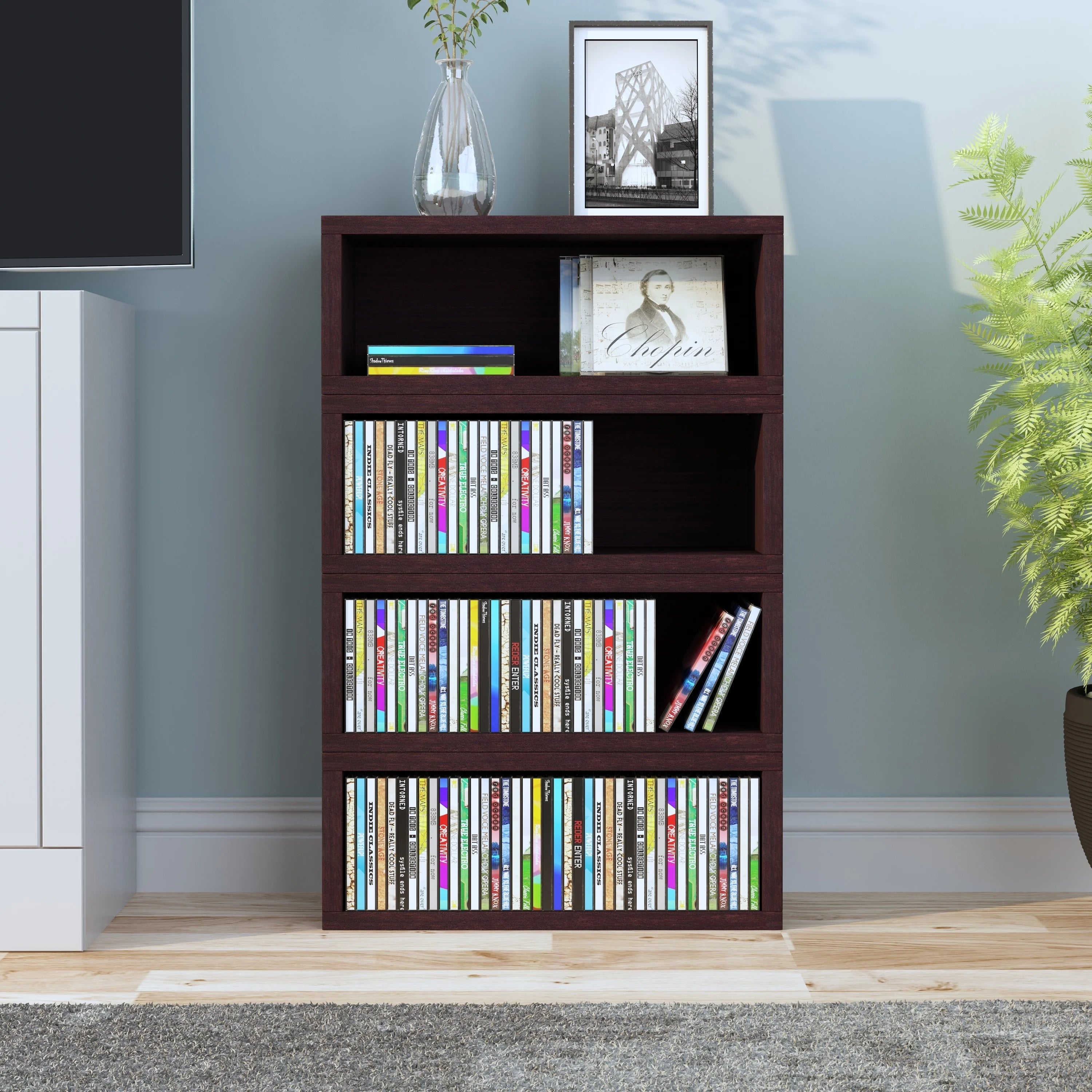CD Storage Rack Stackable Organizer Black a7