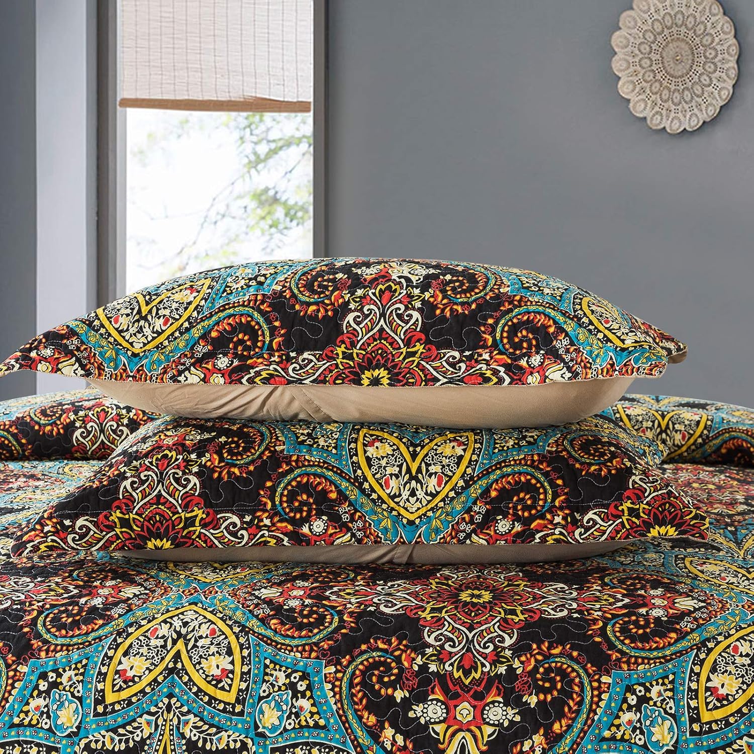 Cotton Bedspread Quilt Set Reversible Patchwork Coverlet a7