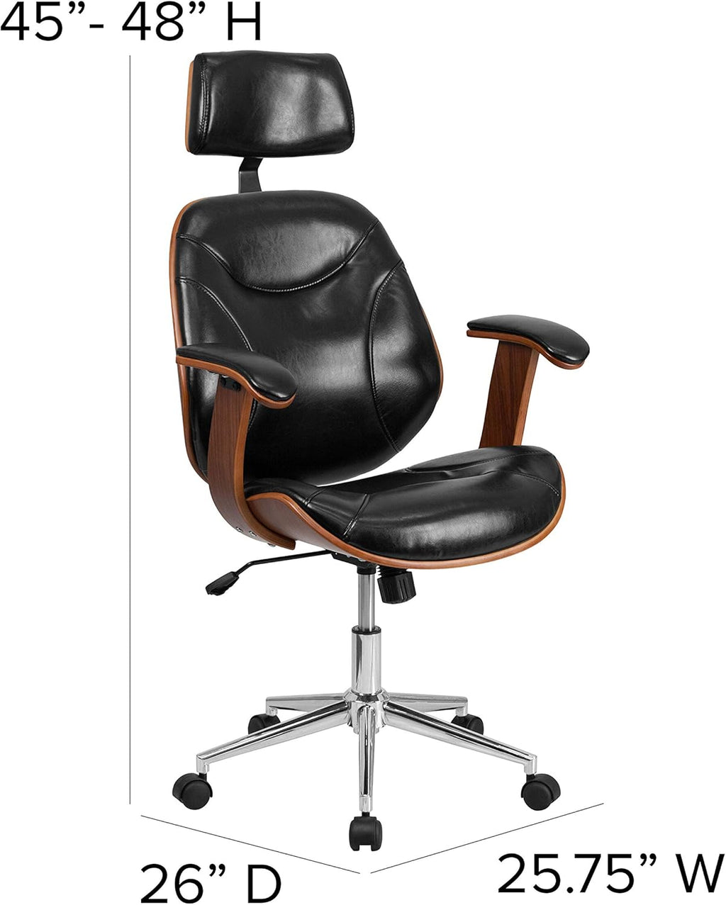 Office Chair Ergonomic Swivel Black LeatherSoft A7k