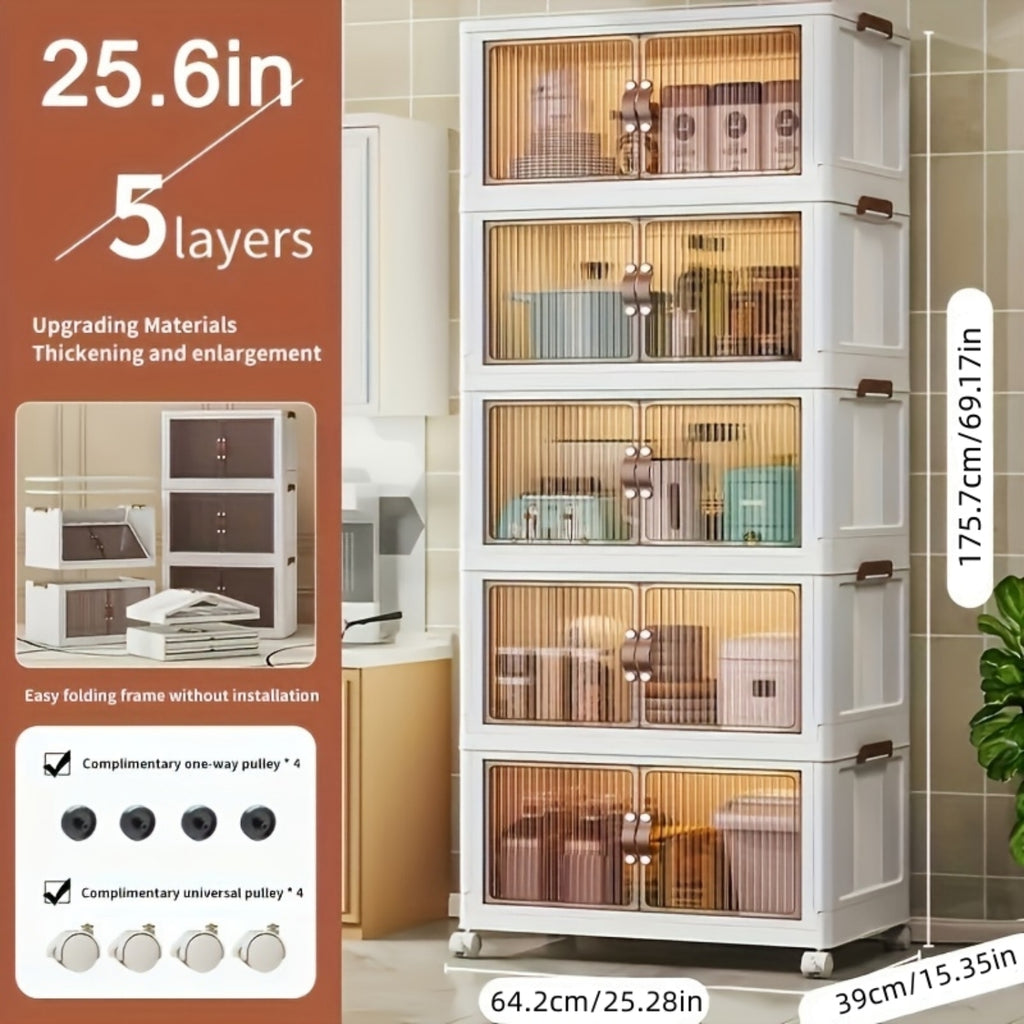 Folding storage box magnetic cabinet door plastic drawer rack 7k