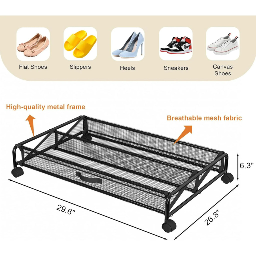 Under Bed Shoes Storage 2 Pack Rolling Containers with Wheels a7