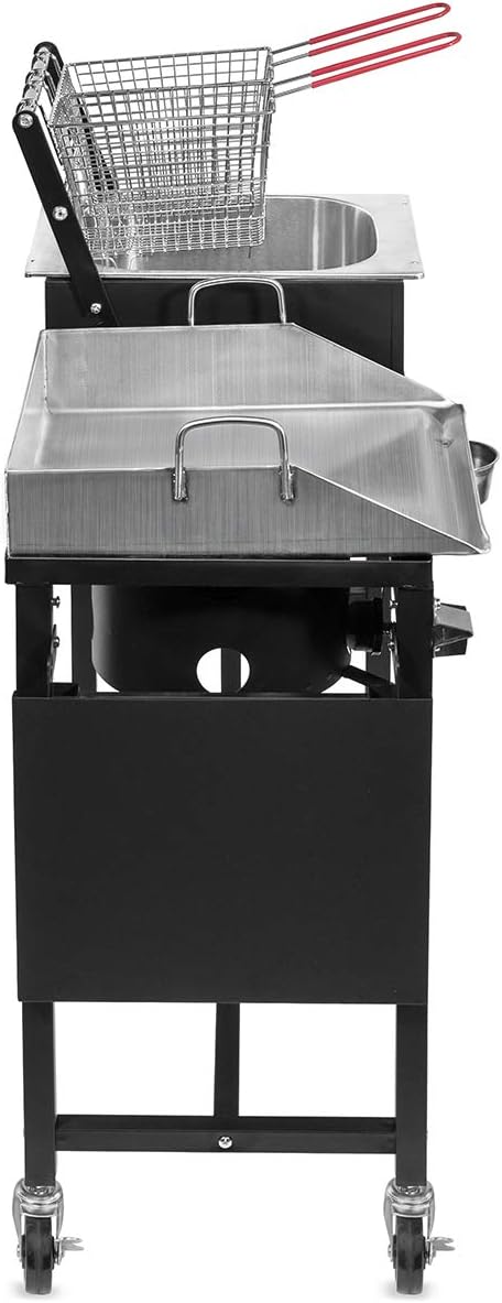 Outdoor Dual Burner Propane Stove Fryer with Shelves a7