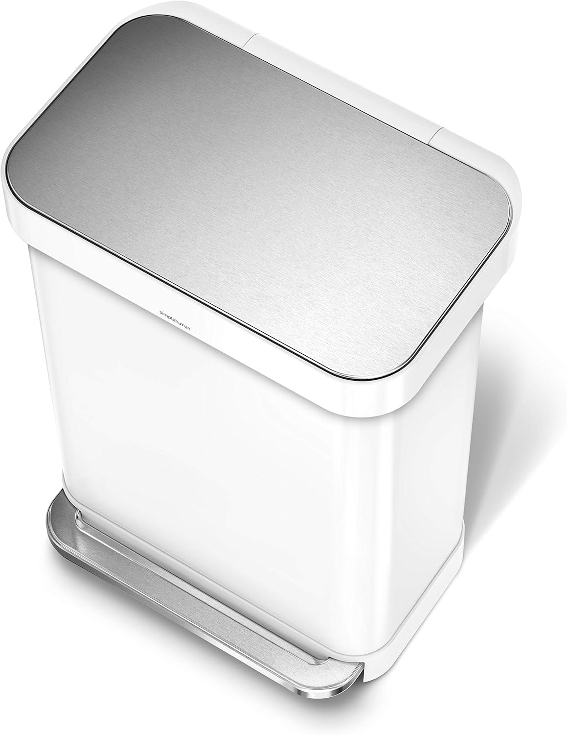 Kitchen Step Trash Can White Stainless Steel 55 Liter a7