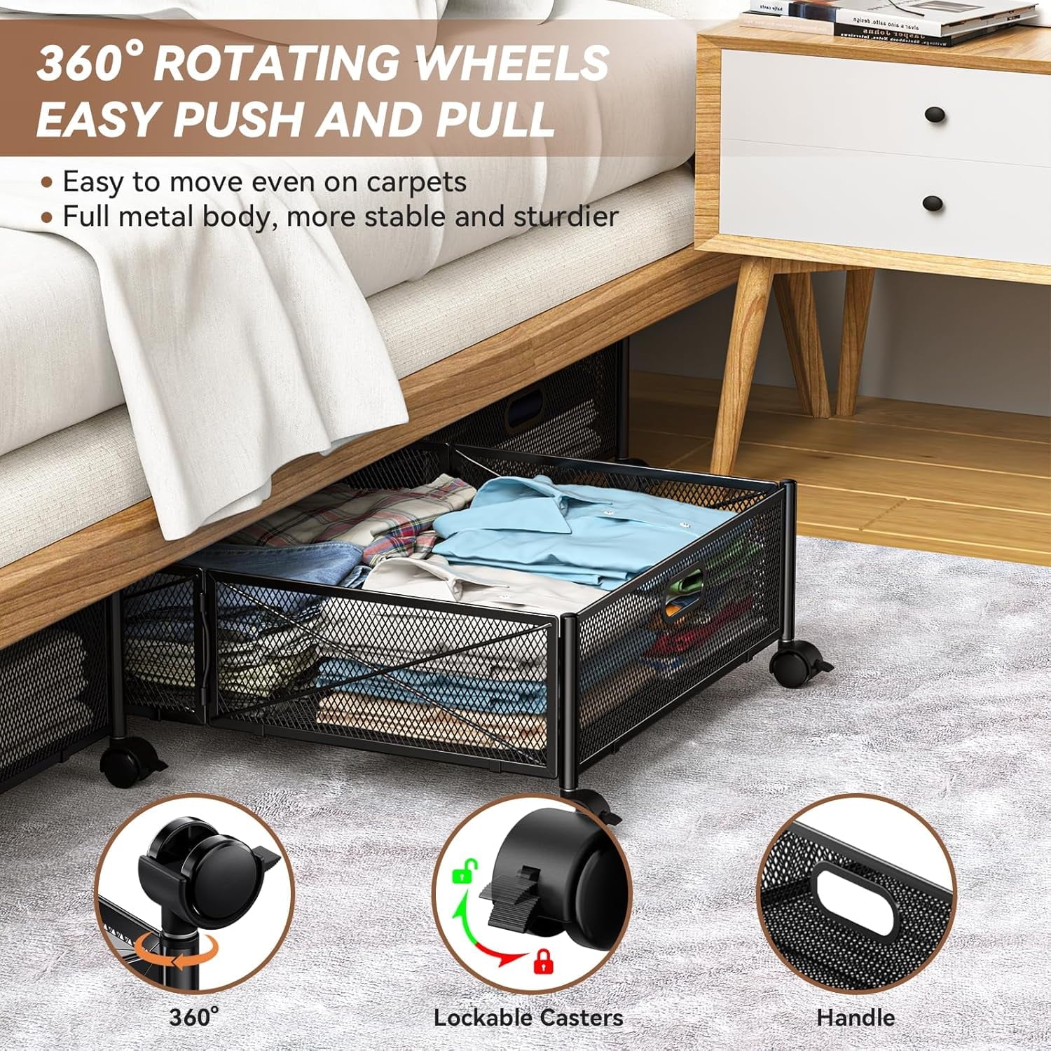 Under Bed Storage Containers with Wheels and Drawer a7