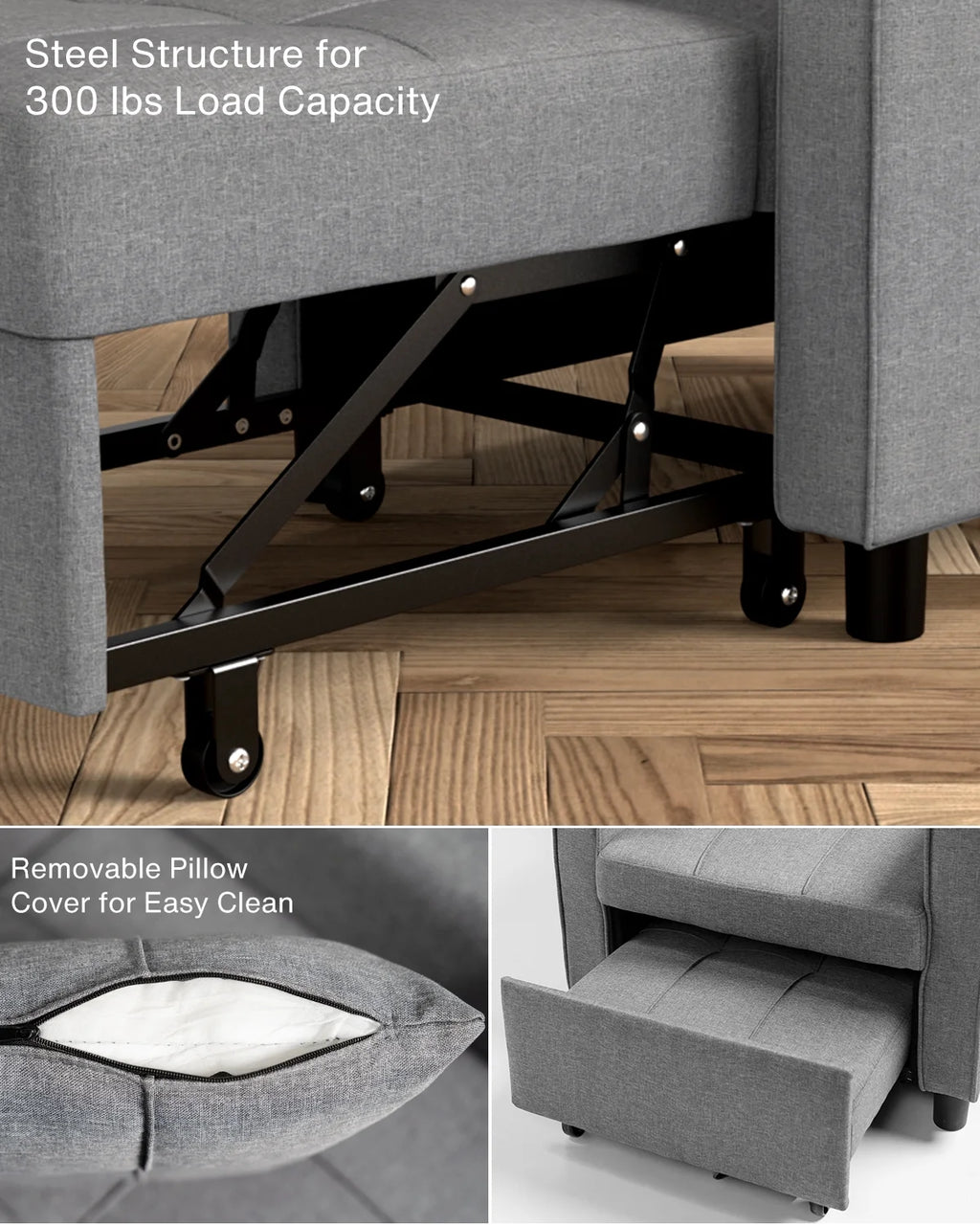 Sofa Bed Convertible Chair Grey k7m