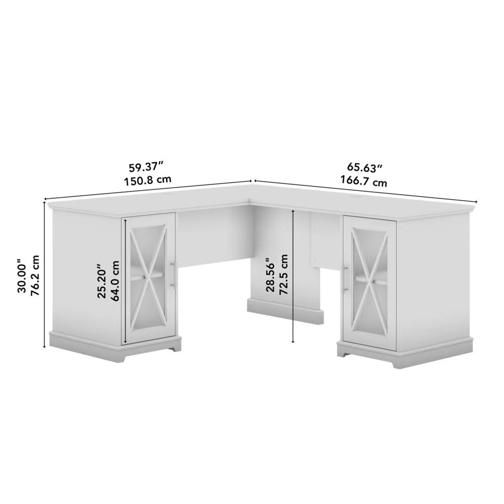 L-shaped Desk in Linen White Oak k7m