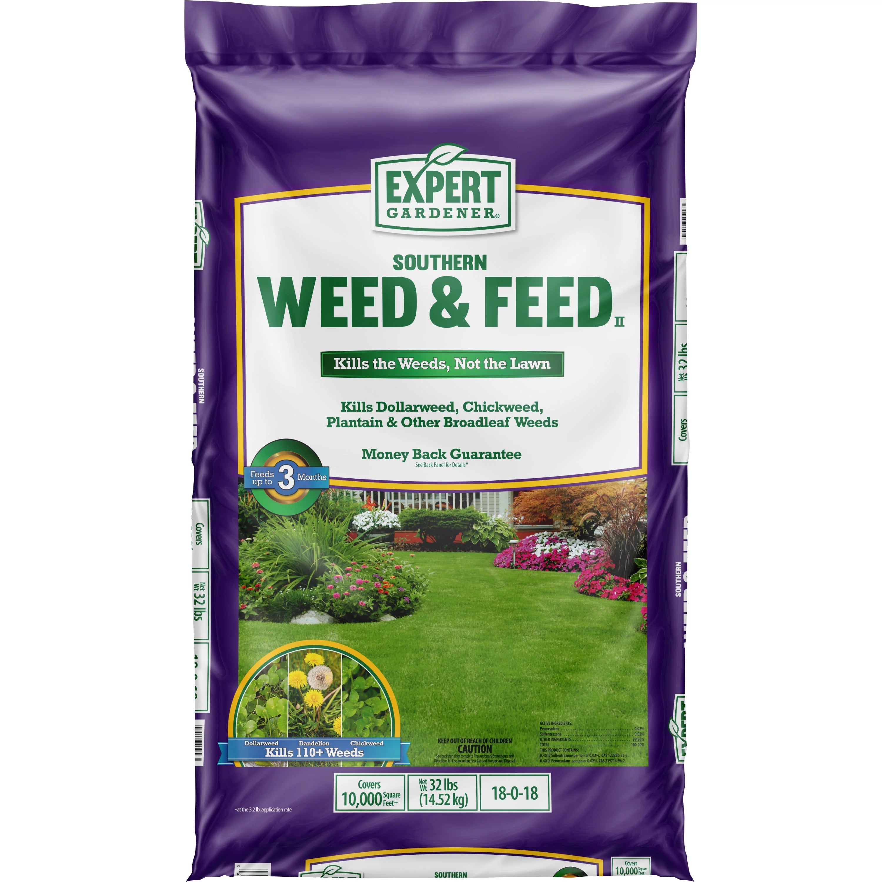 Expert Gardener Southern Weed & Feed, Lawn Fertilizer, 32 lb. - Covers 10,000 Sq. ft.