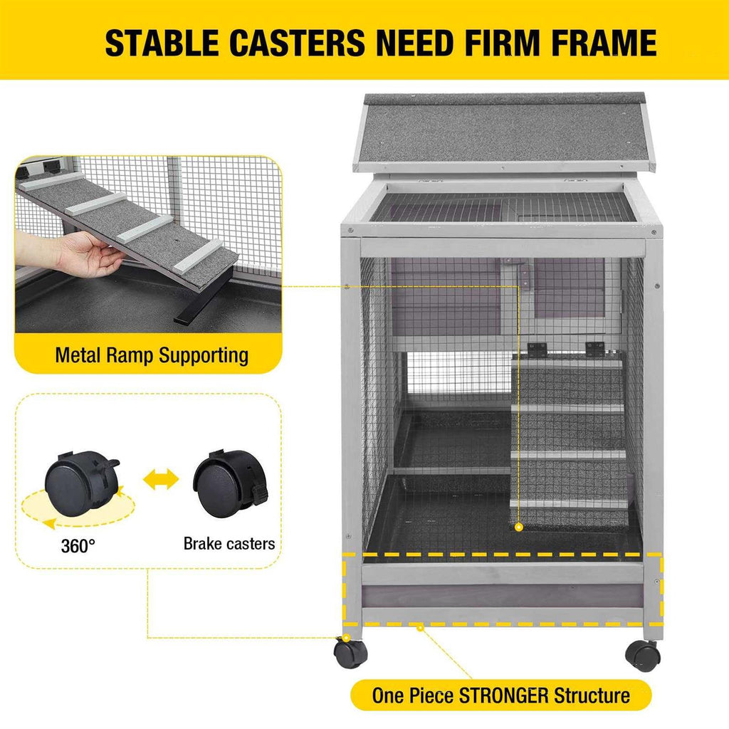 Rabbit Hutch Indoor Cage with Wheels and Pull Out Tray k7m