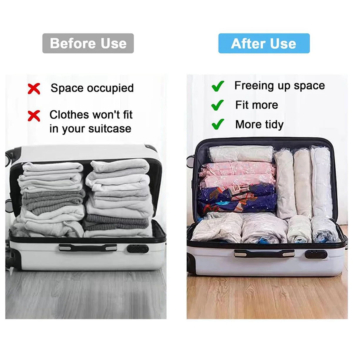 Compression Storage Bags for Travel Vacuum Roll Up 7k