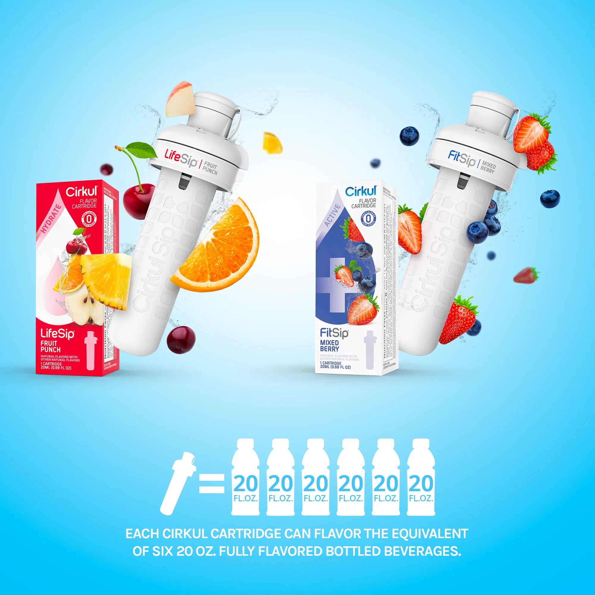 Stainless Steel Water Bottle Starter Kit with 2 Flavor Cartridges a7