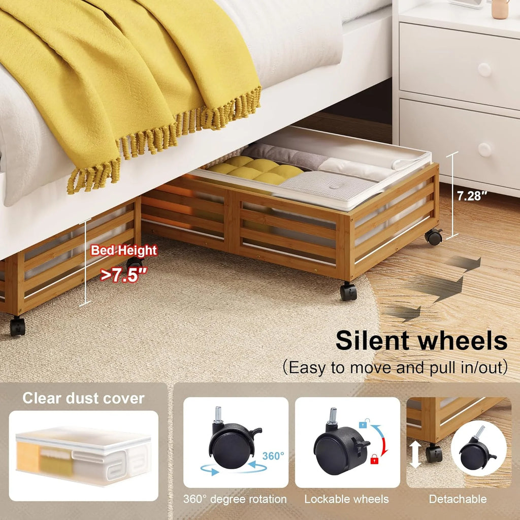 Under Bed Storage Bins with Wheels Bamboo 2 Pack a7