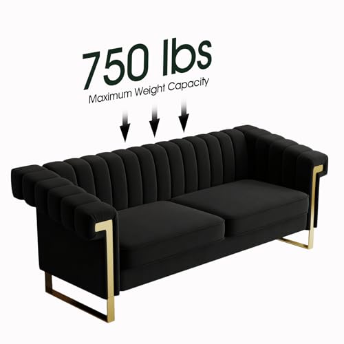 Modern Velvet 3-Seater Tufted Sofa Solid Wood Frame a7