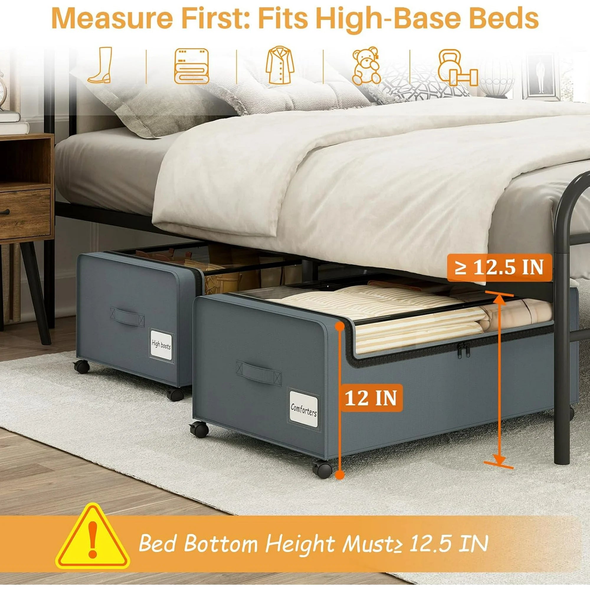 Under Bed Storage Bins with Wheels and Clear Lid 2 Pack Grey a7