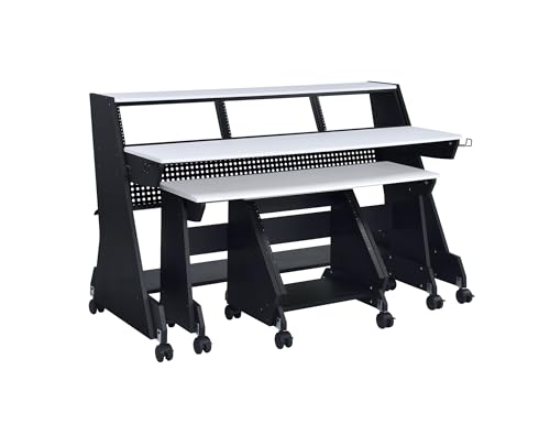 Music Studio Desk Workstation with Rack Cabinet Black k7
