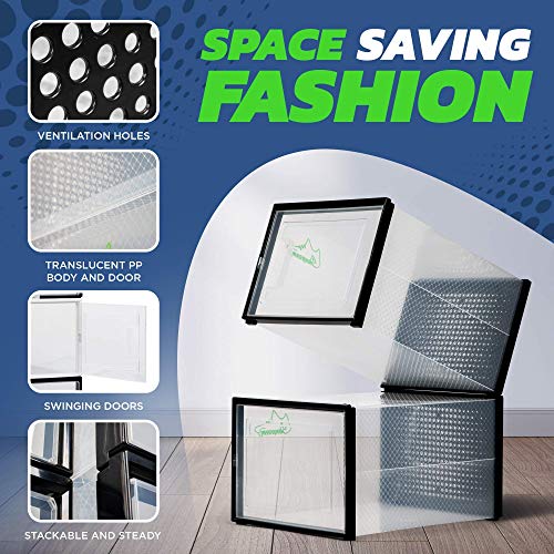 Shoe Storage Boxes Clear Plastic Stackable 6 Pack k7