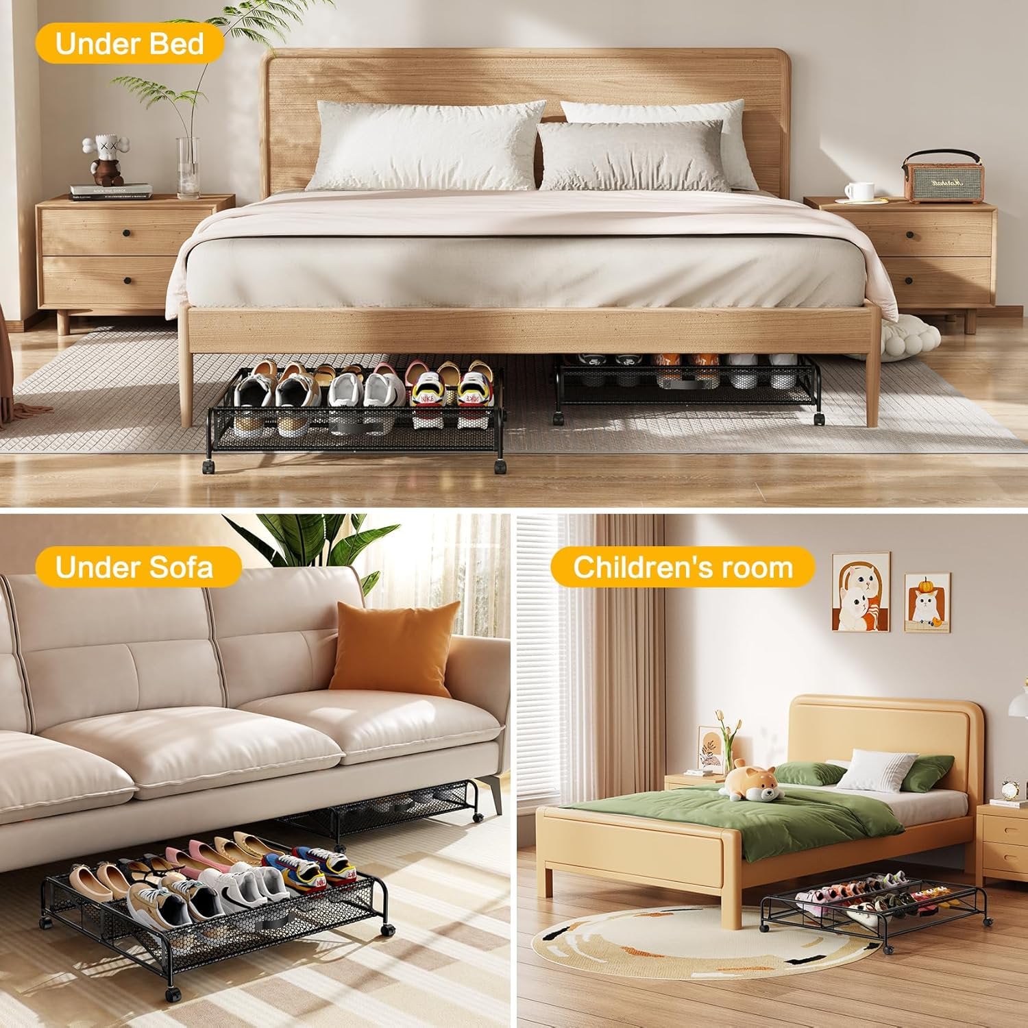 Under Bed Shoe Storage Organizer with Wheels 2 Pack a7