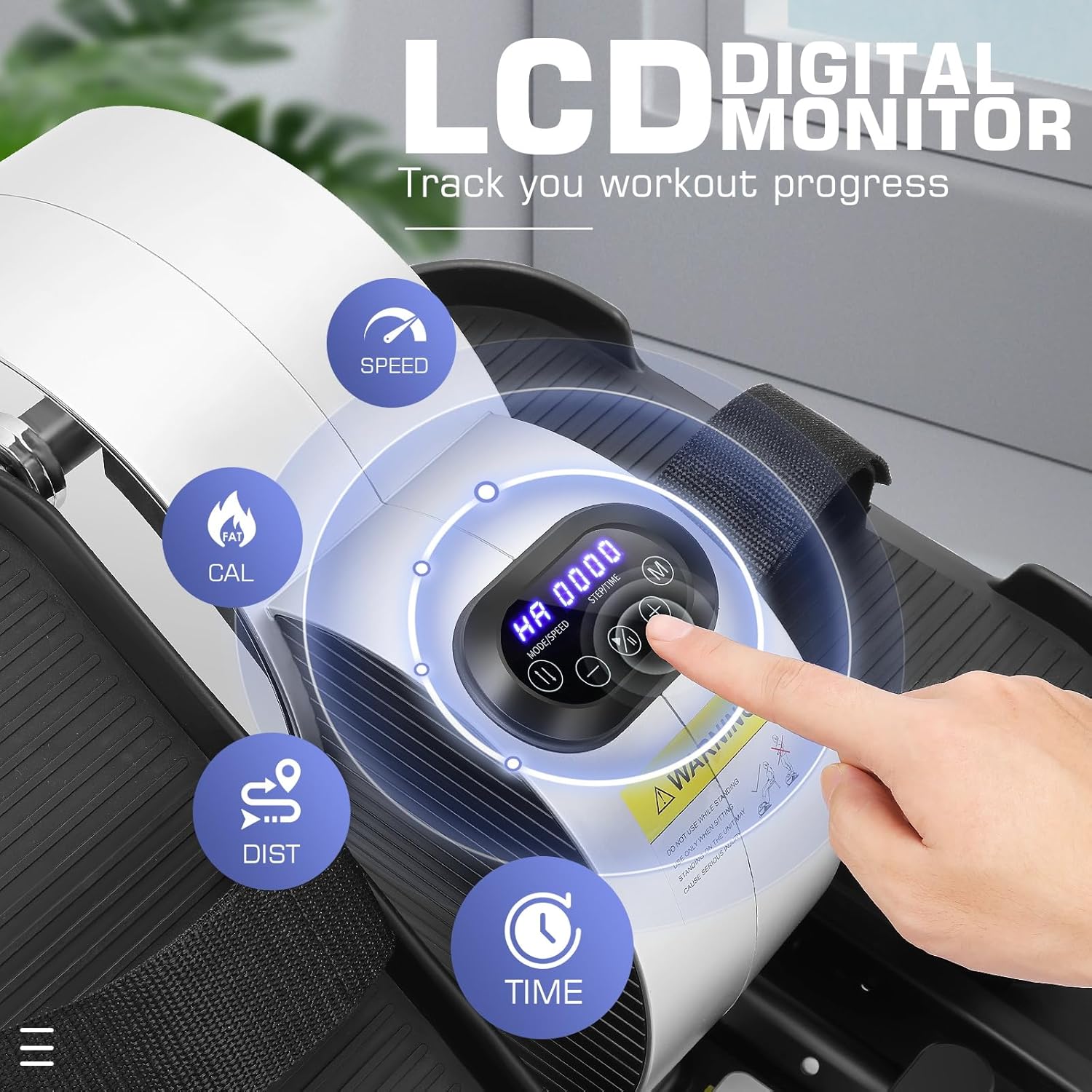 Under Desk Elliptical Seated Foot Pedal Exerciser with App and LCD Display k7p