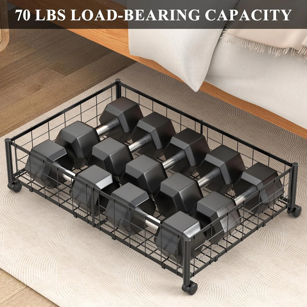 Under Bed Storage with Wheels and Cover, Metal Drawers, Black a7