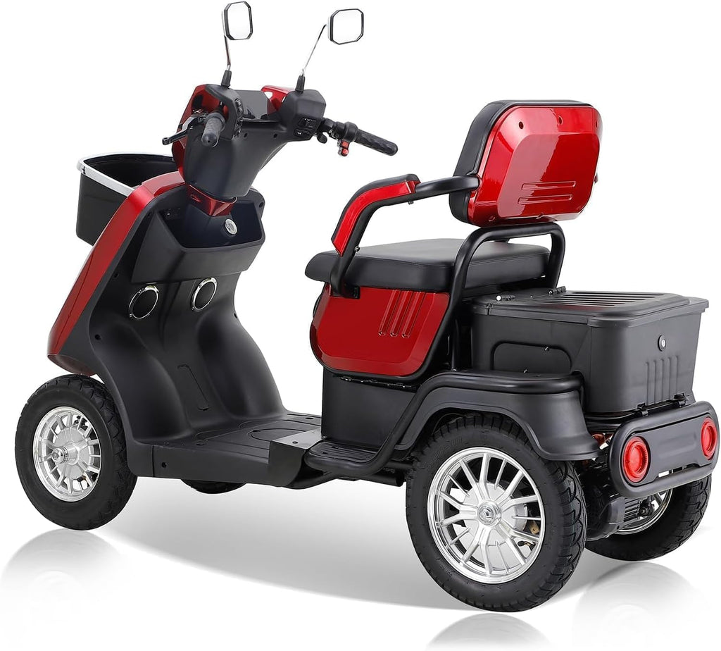 Mobility Scooter 4 Wheel 500lbs Capacity 36-Mile Range Red k7p