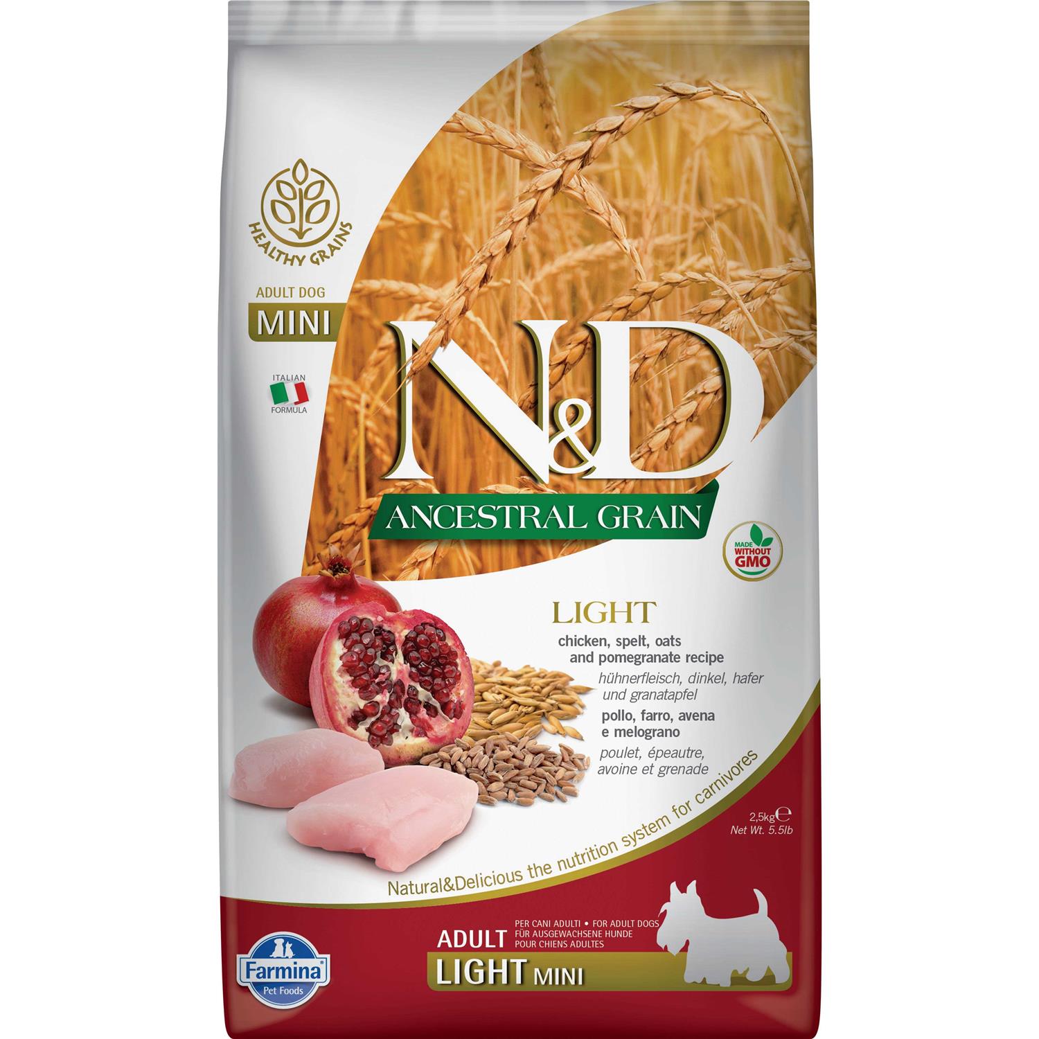 Farmina N&amp;D Ancestral Grain Chicken &amp; Pomegranate Light Mini Dry Dog Food - Pet Supplies online store
