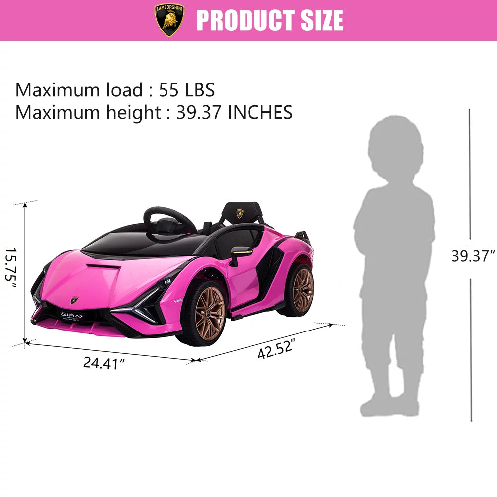 Ride on Sports Car with Remote Control, 12V Electric Car for Kids, LED Headlights, Pink k7