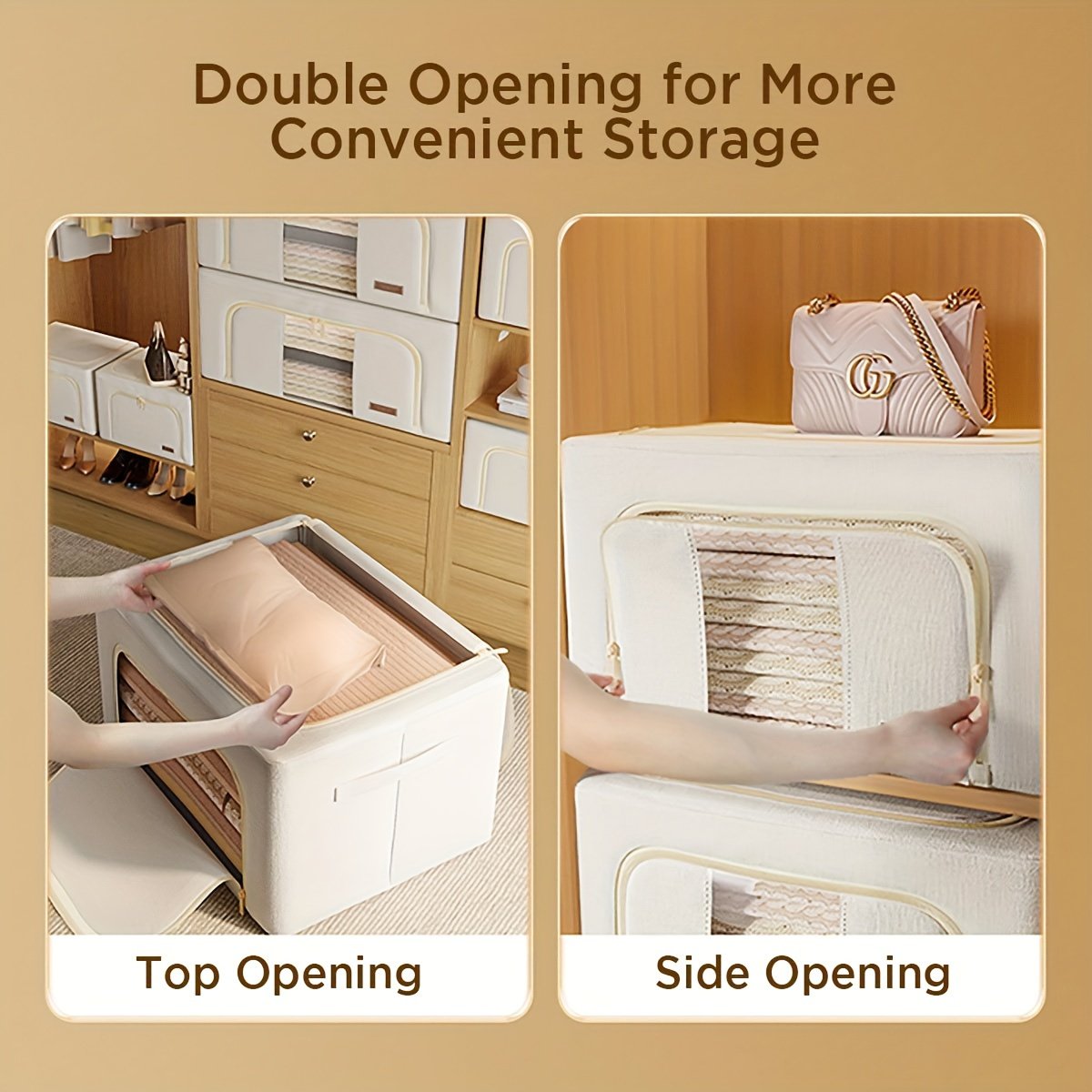 Steel Frame Storage Bins with Clear Window Foldable Stackable Organizers q7