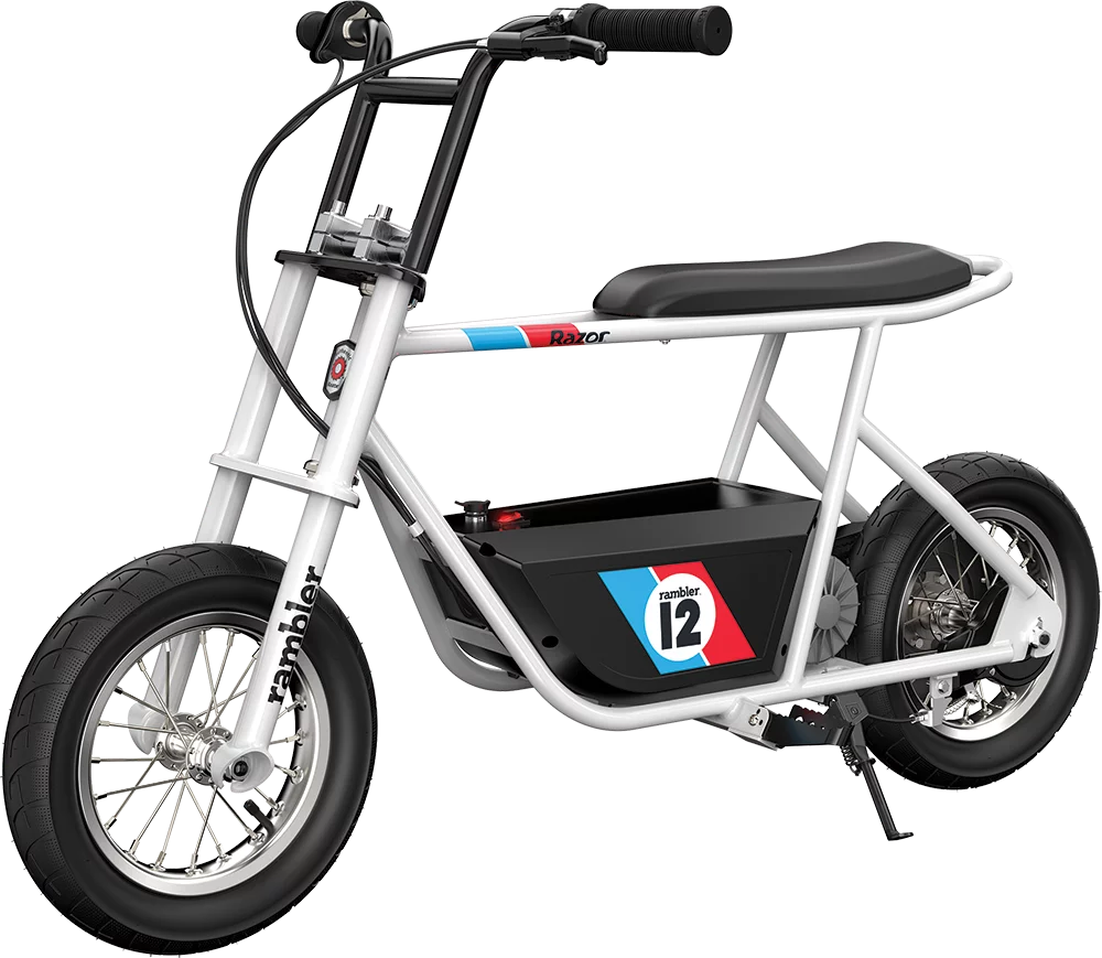 Razor Rambler 12 Seated Electric Scooter- White, up to 14 mph, 12" Air-Filled Tires, for Teen 13+