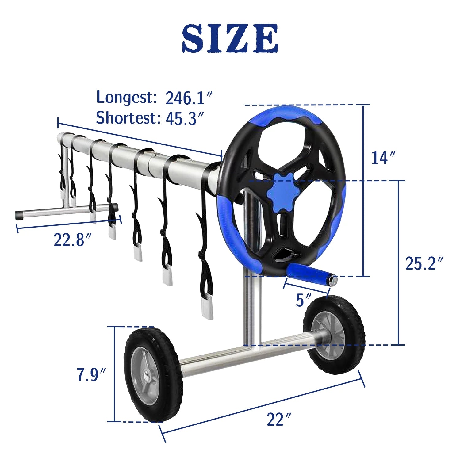 Pool Cover Reel Set Aluminum Inground Solar Blanket Roller Blue a7