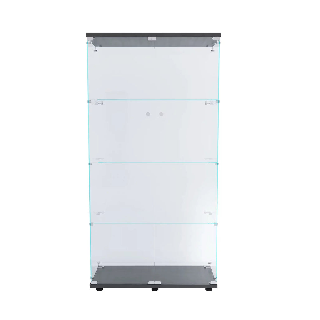 Glass Display Cabinet with 4 Shelves, 64 Inch Tall, Black k7m
