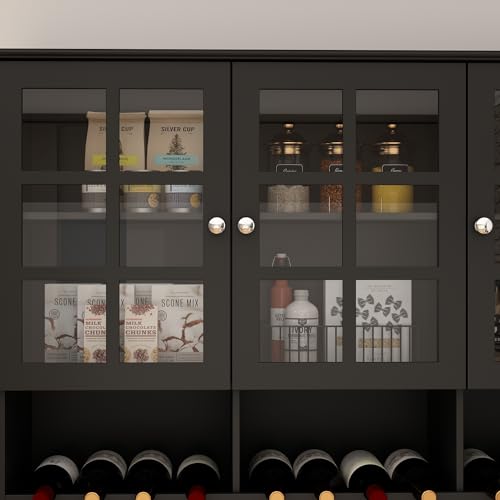 Modern Kitchen Pantry with Glass Doors and Adjustable Shelves a7