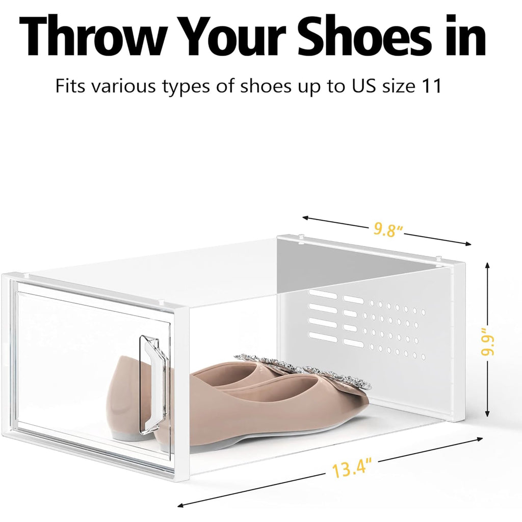 Shoe Storage Box 12 Pack Stackable Breathable k7