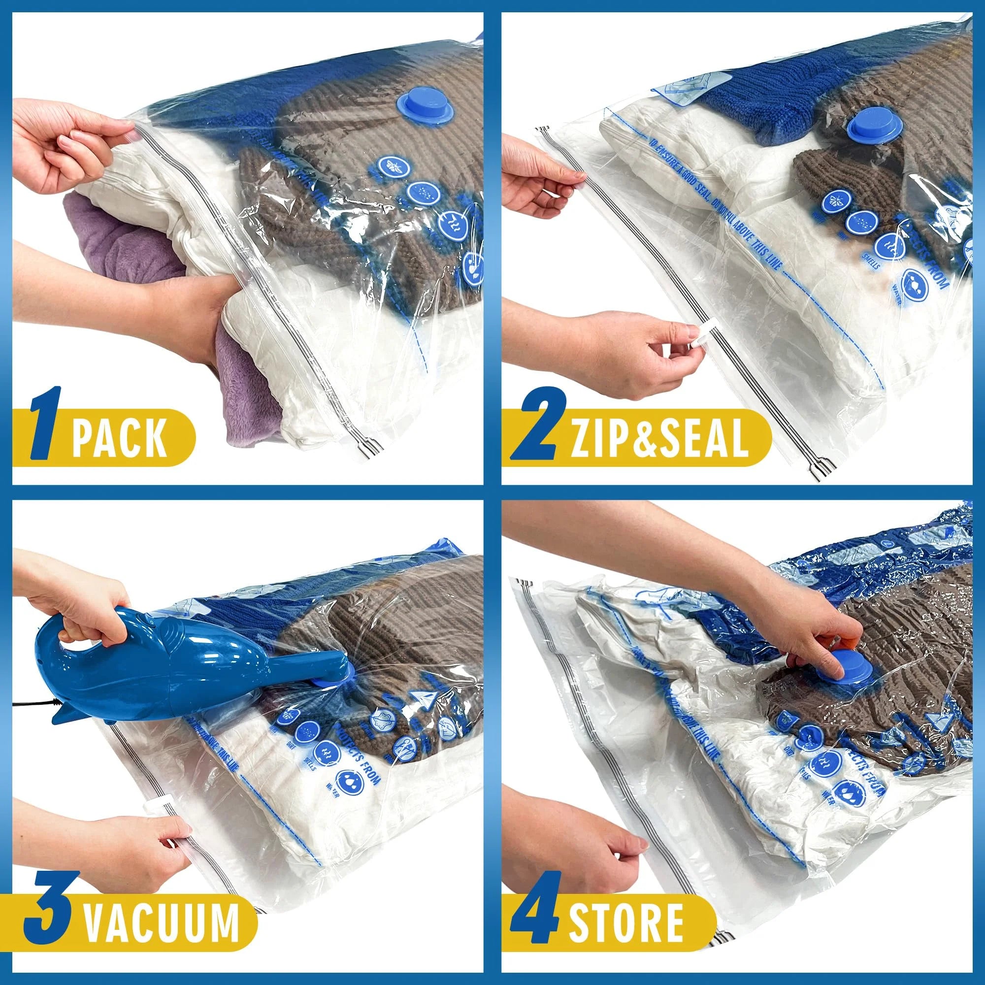 Vacuum Storage Bags 8 Pack Extra Large Space Saver with Pump a7