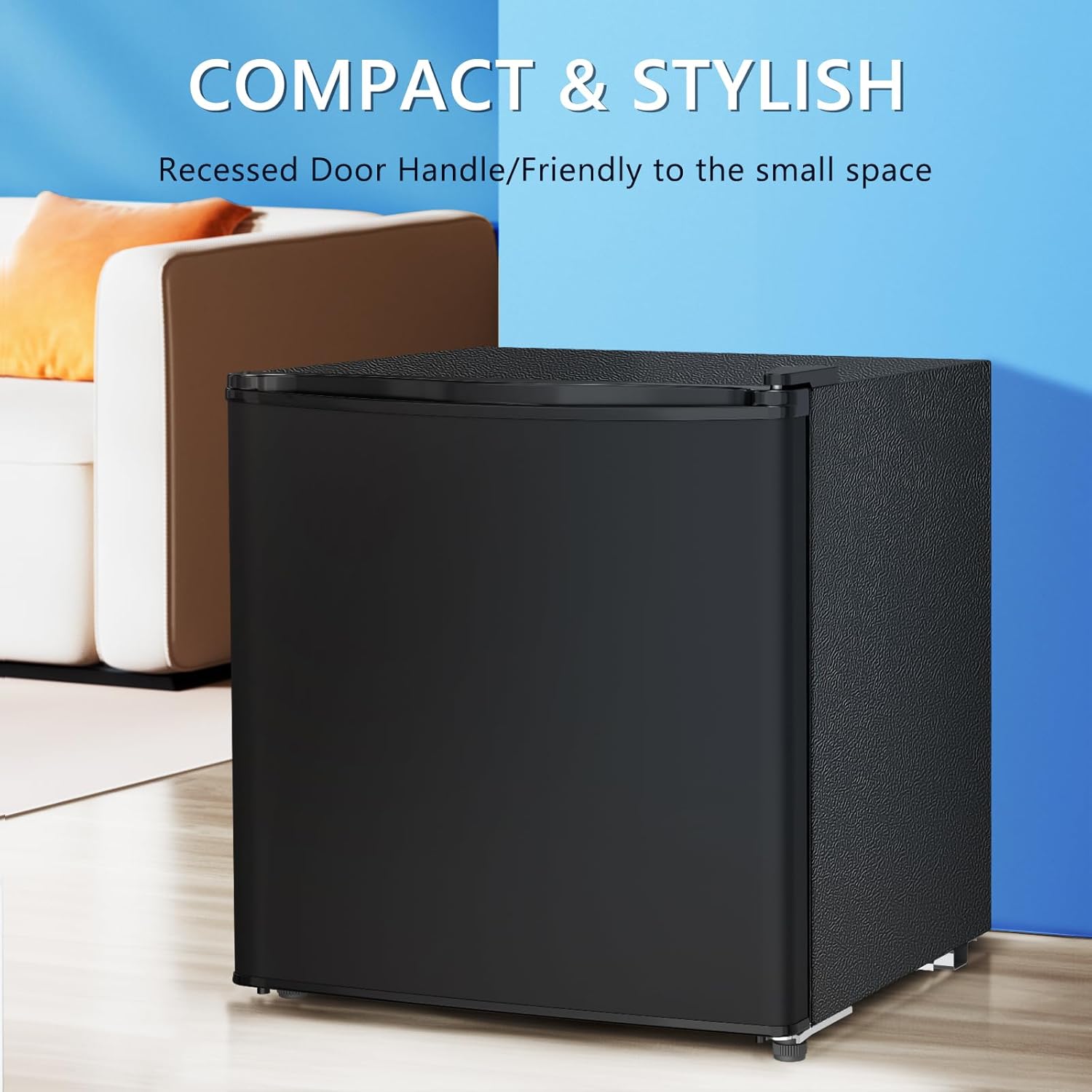 Mini Fridge with Freezer 1.4 Cu Ft Compact Dorm Refrigerator Black a7
