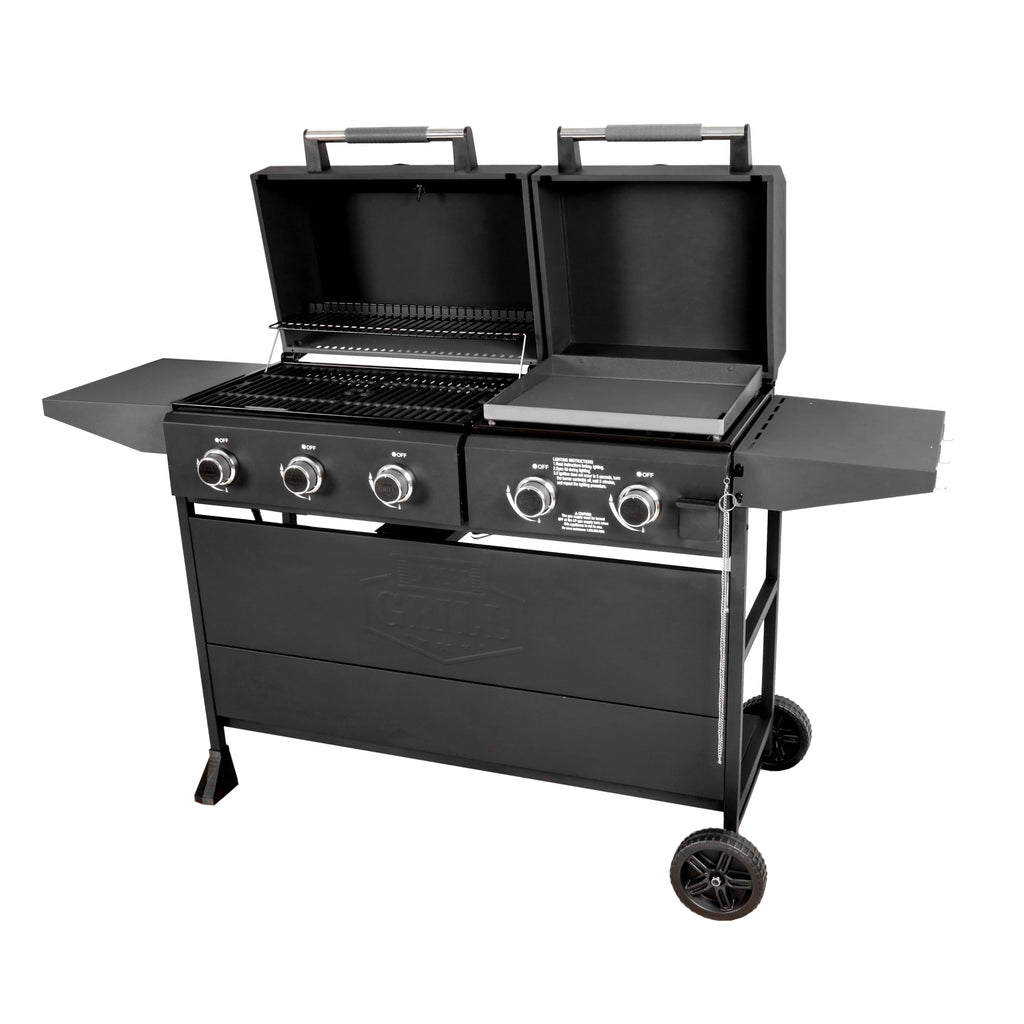 5 Burner Combo Gas Grill and Griddle Black k7p