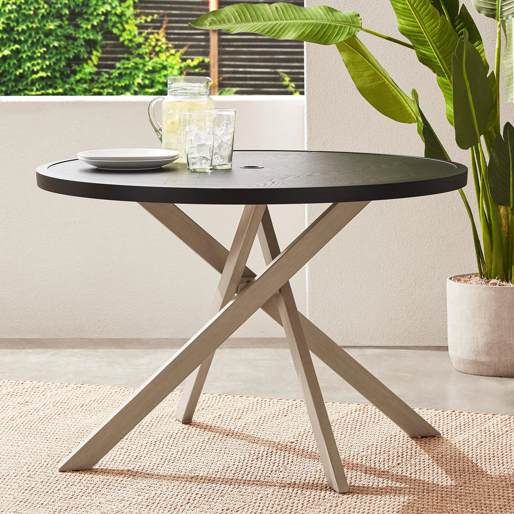 Wicker Outdoor Dining Set 5-Piece Black a7