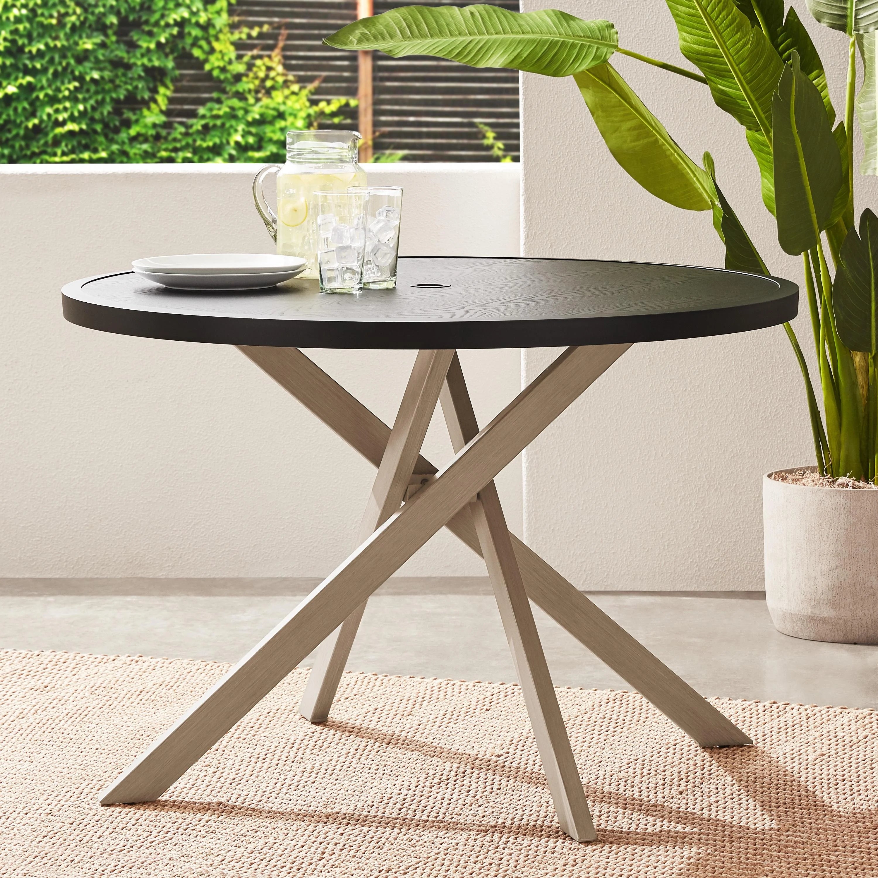 Wicker Outdoor Dining Set 5-Piece Black a7