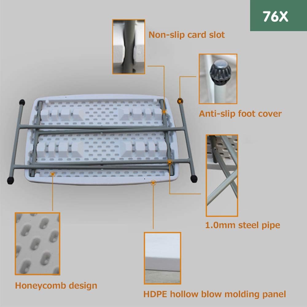 Lightweight Folding Camping Table White 2x3ft a7