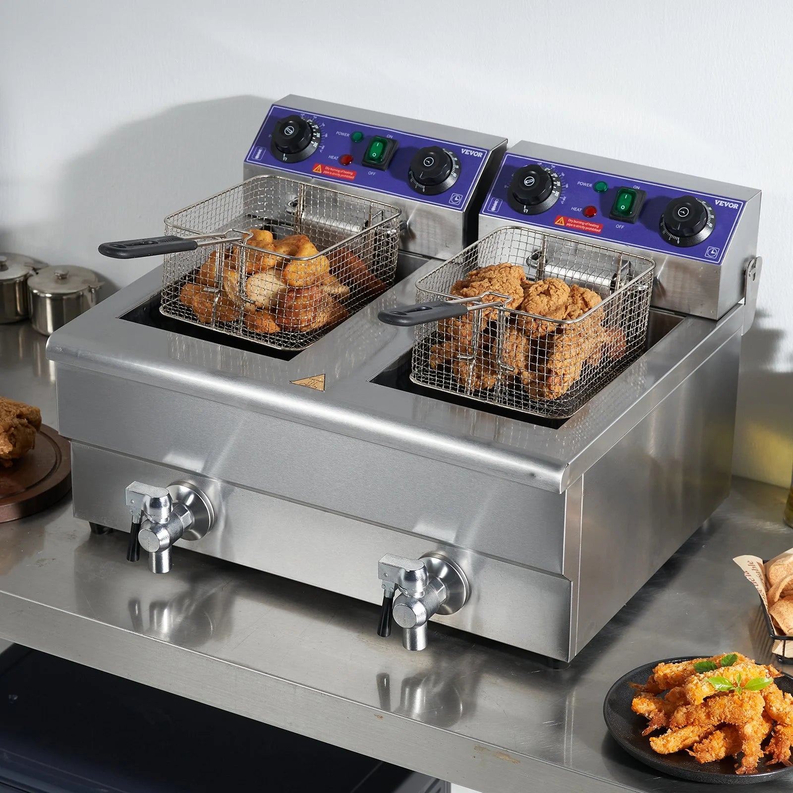Electric Deep Fryer Dual Tank 3000W a7