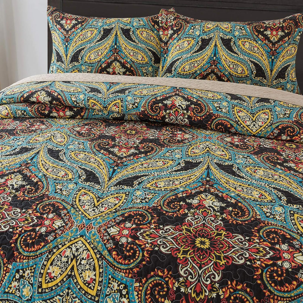 Cotton Bedspread Quilt Set Reversible Patchwork Coverlet a7
