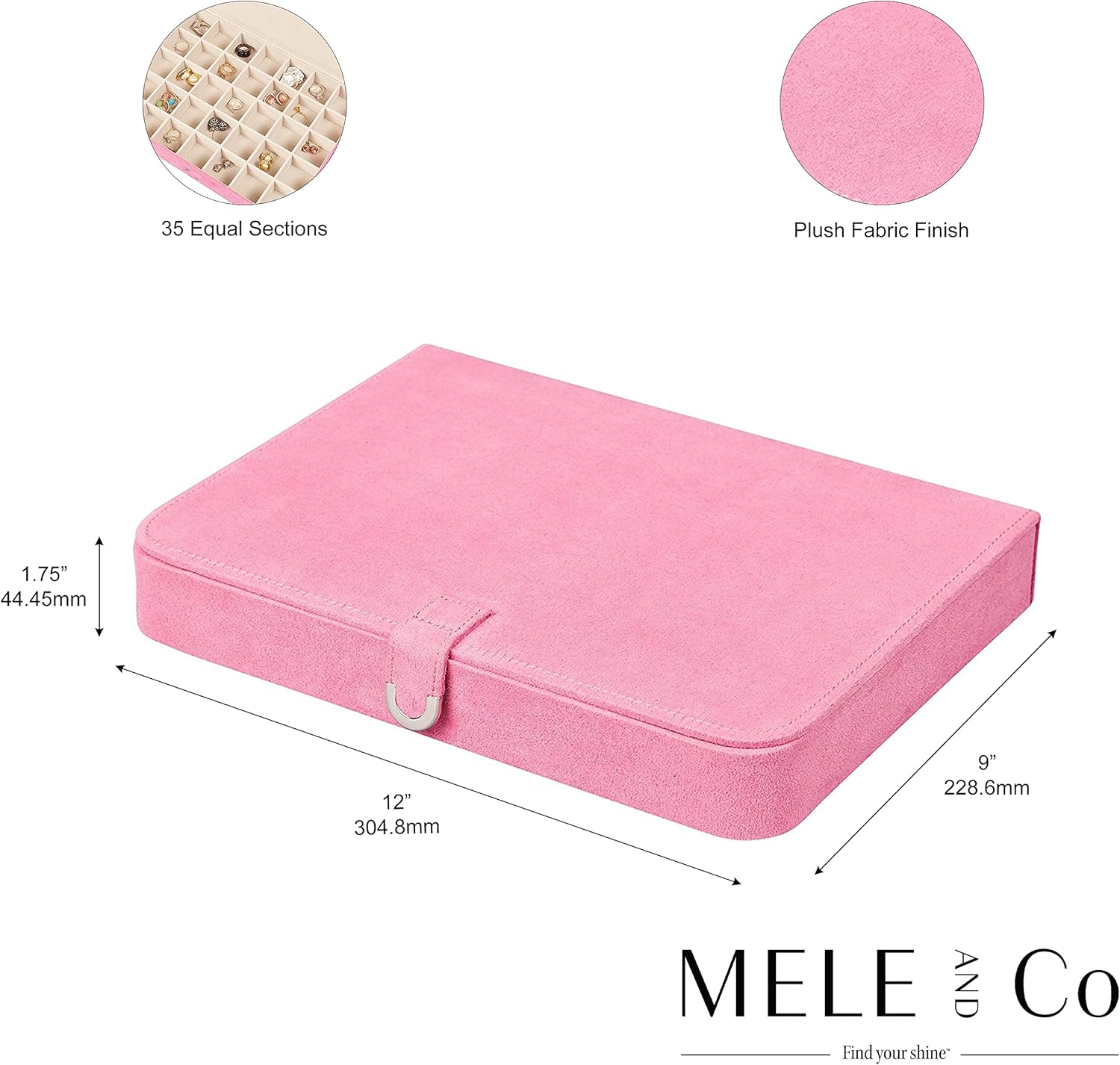 Plush Jewelry Box with Ring and Earring Organizer Pink k7m