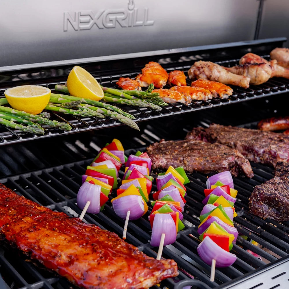 5-Burner Propane Gas Grill with Side Table and Ceramic Searing Burner a7k
