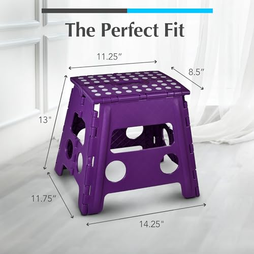 Folding Step Stool for Adults and Kids, Easy Open, Black a7