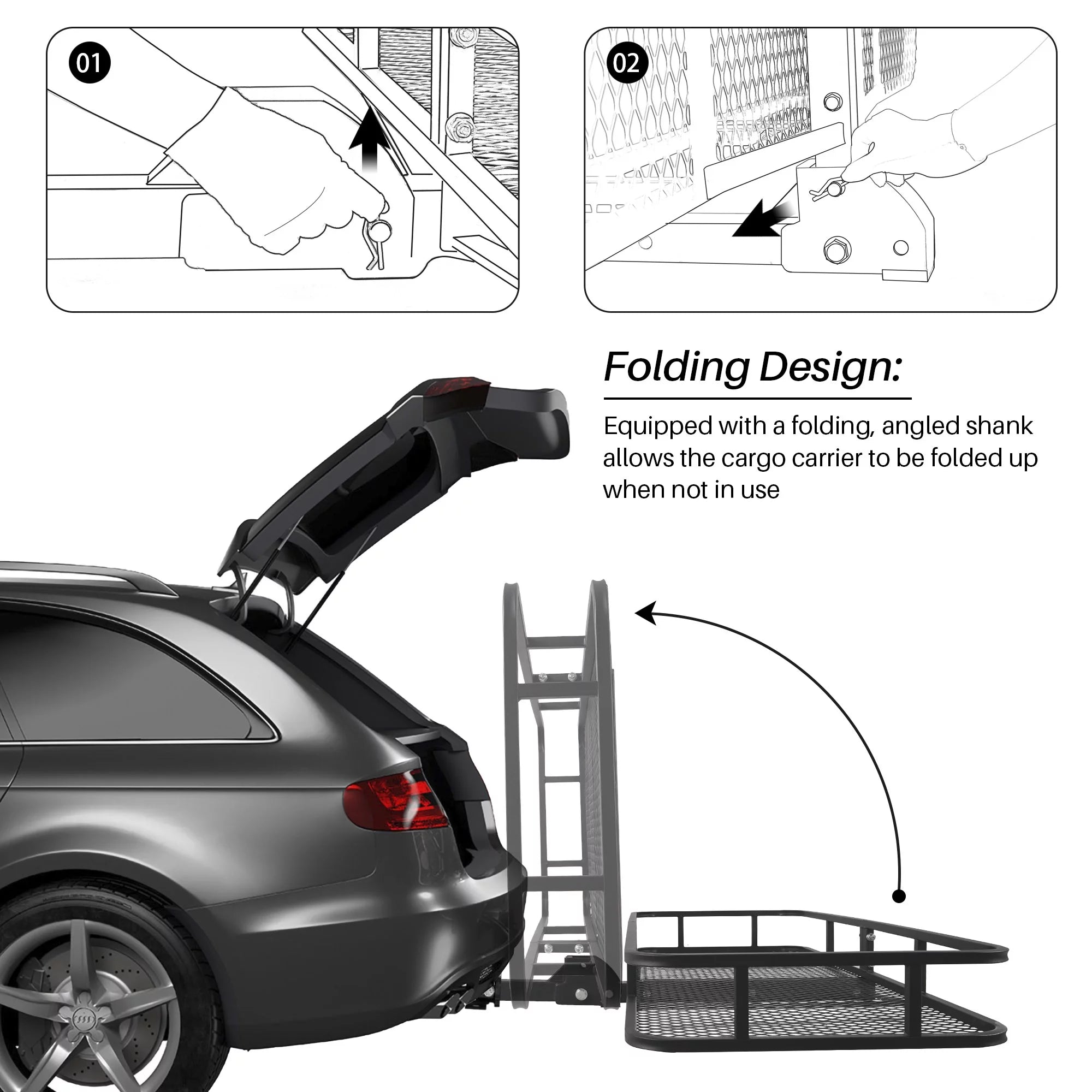 Folding Cargo Carrier Luggage Basket 2" Hitch 60" a7