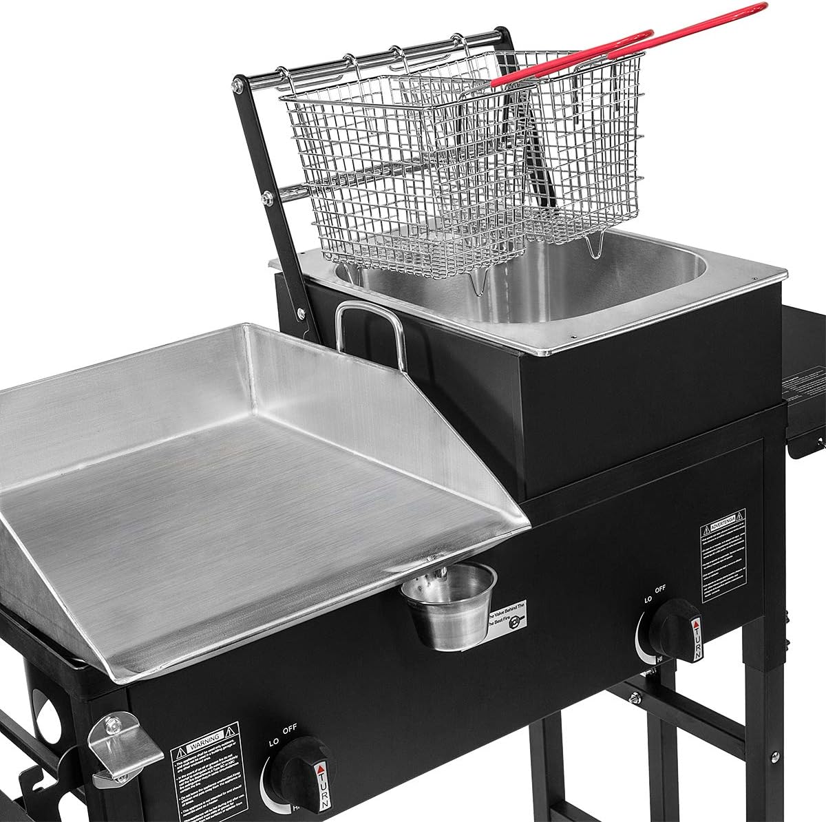 Outdoor Dual Burner Propane Stove Fryer with Shelves a7
