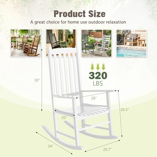 Outdoor Rocking Chair Acacia High Back Lounge Rocker Brown k7
