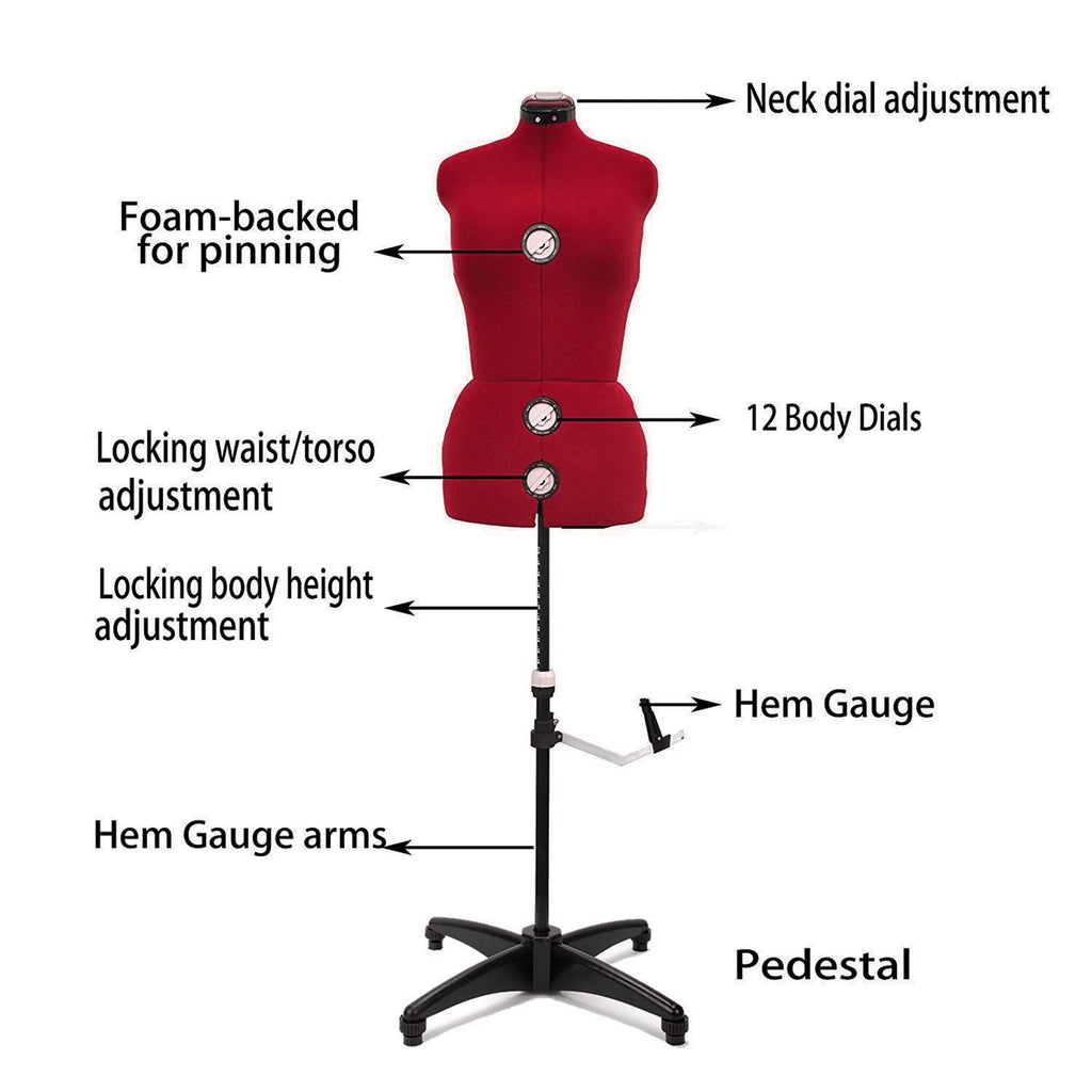 Adjustable Mannequin Dress Form with Stand Red Lg a7