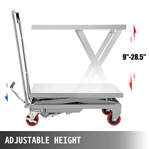 Hydraulic Scissor Lift Cart 500LBS Capacity 28.5in Height a7
