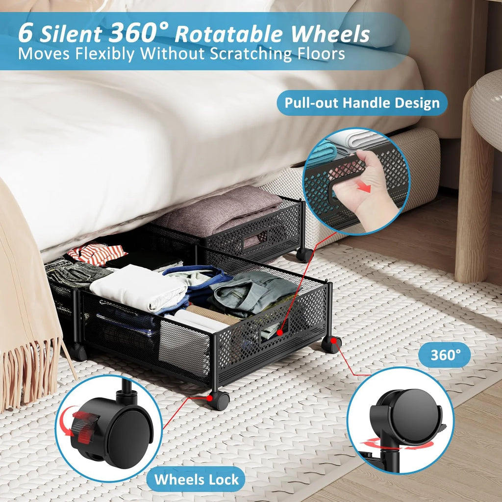 Under Bed Storage on Wheels Foldable Containers q7