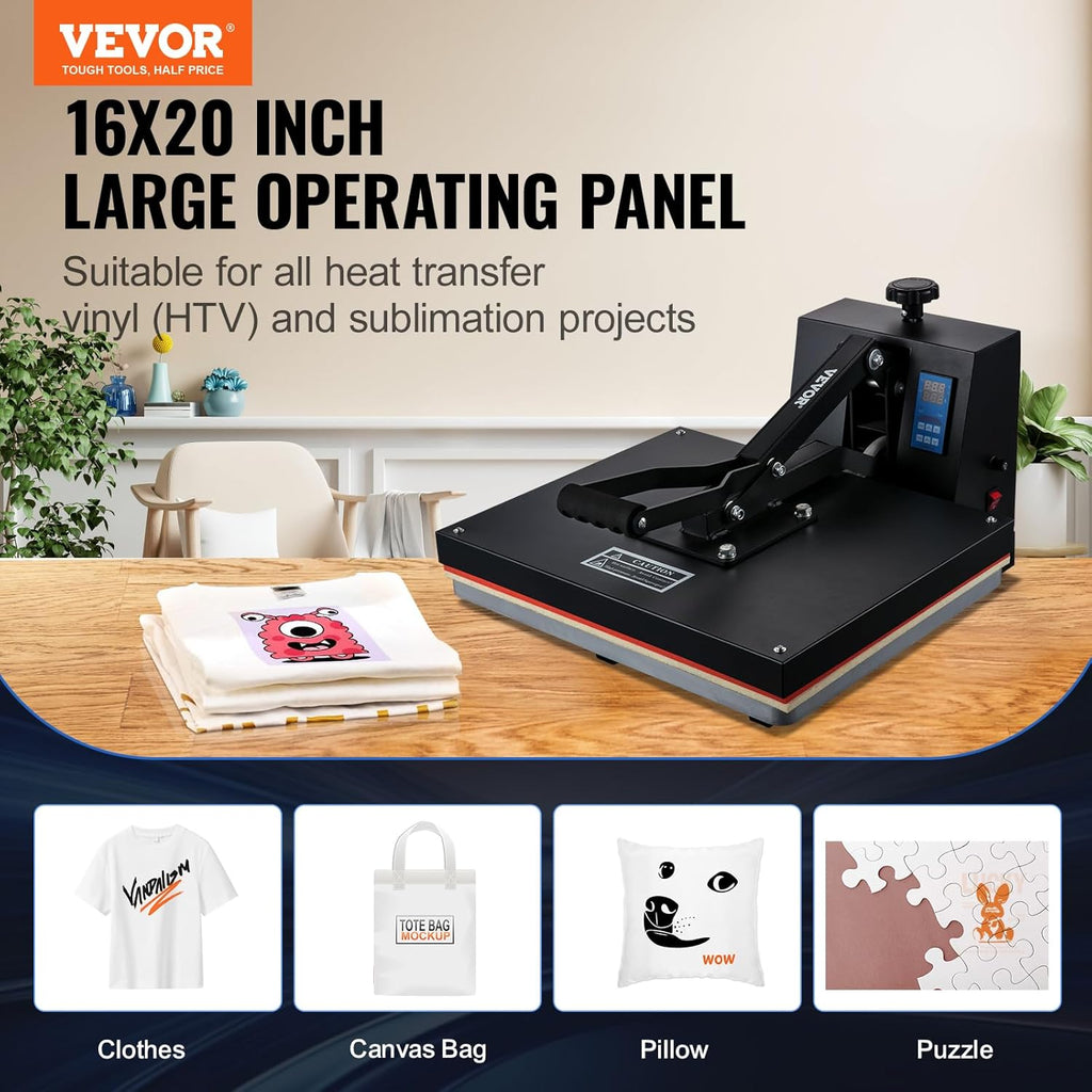 Heat Press Machine 16x20in Clamshell Sublimation Transfer Printer Teflon Coated a7
