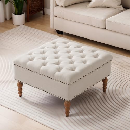 Square Ottoman Coffee Table with Storage Shelf a7